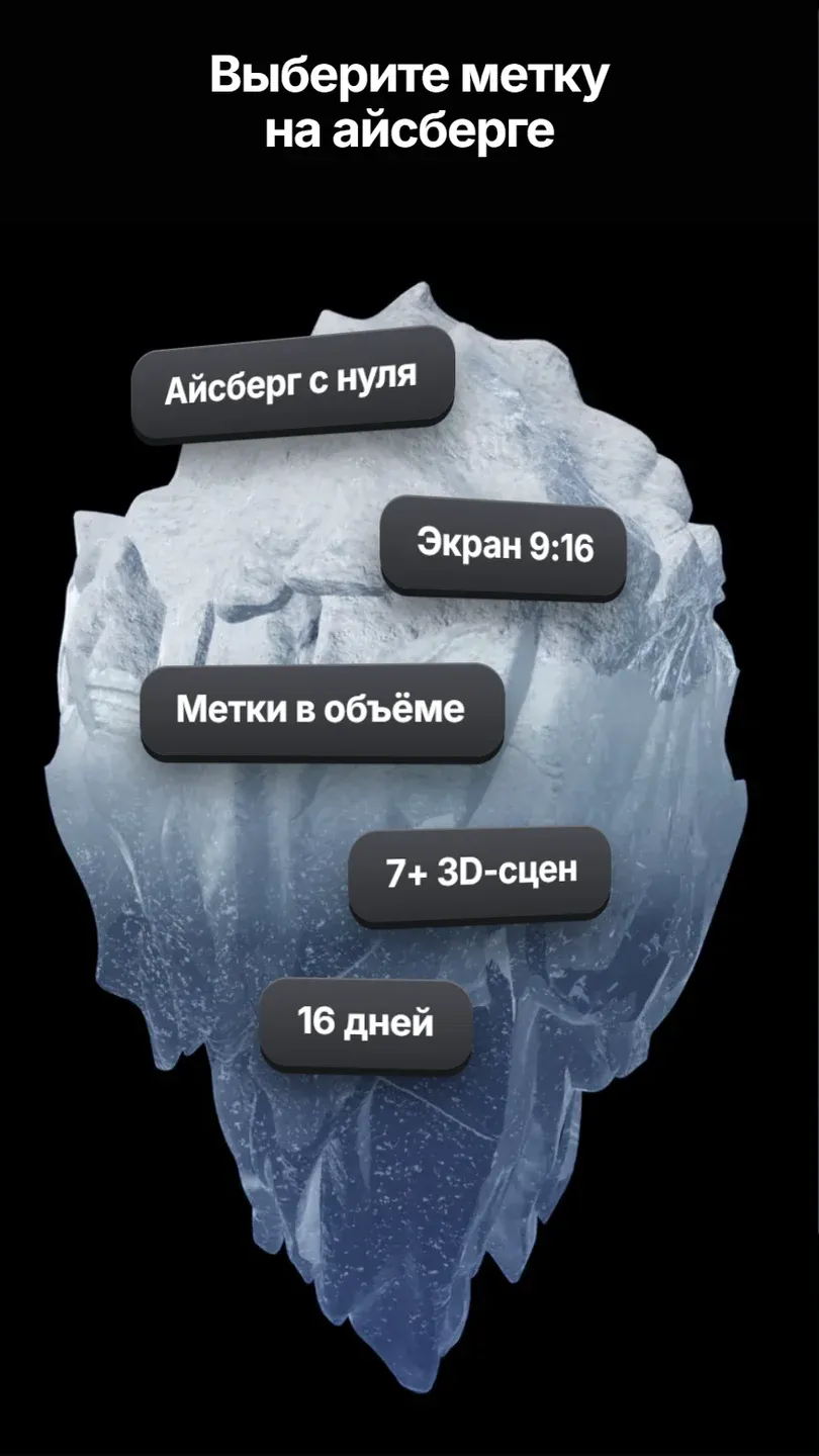 Айсберг с метками: пять плашек на поверхности льда